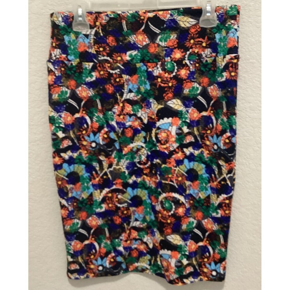 Lularoe Colorful Floral Print Elastic Waist Pencil Skirt Knee-Length Size M